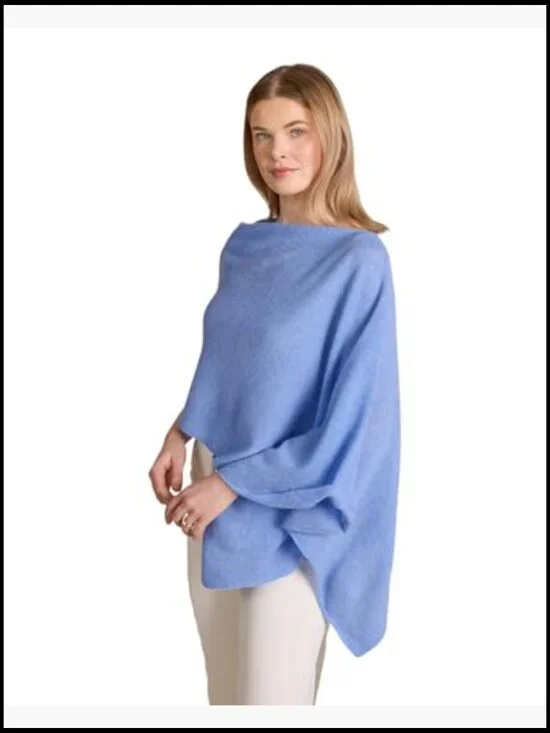 Luxe Cashmere Poncho Topper Lightweight Soft Cozy Versatile Elegant Chic - Picture 2 of 7